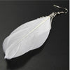 Metal Wing Earrings Bohemian Handmade Vintage Feather Long Drop Earrings(White)
