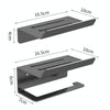 Stainless Steel Bathroom Roll Paper Holder No-Punch Cell Phone Storage Shelf, Style: Paper Rack (Black)