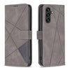 For Samsung Galaxy A26 5G Magnetic Buckle Rhombus Texture Leather Phone Case(Grey)