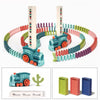 Children Dominoes Toy Train Electrical Music Light Train Automatic Casting Tokens Toy(Blue)