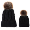 2 in 1 Autumn and Winter Parent-child Hat Set Warm Twist Texture Knit Hat with Wool Ball, Size:Parent-child(Black)