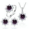 3 PCS/Set Snow Shape Gemstone Jewelry Set For Women, Ring Size:7(Purple)