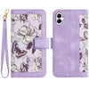 For Samsung Galaxy A04e Floral Pattern Leather Phone Case with Lanyard(Light Purple)