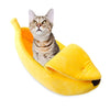 Banana Cat Bed, Small, Yellow - Warm Plush Kitten Nest