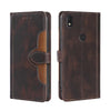 For Alcatel Axel / Lumos Skin Feel Straw Hat Magnetic Buckle Leather Phone Case(Brown)