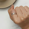 S925 Sterling Silver Plated Gold Heart-Shaped Wrap Double-Layer Rings, Size: 8