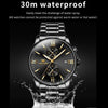 OLEVS 2886 Men Sports Chronograph Waterproof Luminous Quartz Watch(Black Gold Steel Strip)