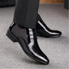 Men Pointed Glossy Crocodile Texture Leather Shoes, Shoe Size:45(Black)