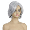 Partial Inner Button Short Curly Hair Chemical Fiber Headgear Wig(Silver Gray)