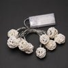 2.2m 20 LEDs Battery Box Powered Rattan Ball String Christmas Wedding Decoration Lamp(Warm White)