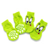 Anti-Slip Dog Socks, Knitted, Puppy Design, Green, L (4 Pack)