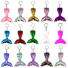 10 PCS Reflective Mermaid Keychain Sequins Mermaid Tail Accessories Car Luggage Pendant(AB Purple 60)