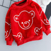 Autumn and Winter Fleece Cartoon Bear Pattern Children Long Sleeve Pullover Top + Pants Set, Height:70cm(White)