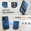 For iPhone 15 Pro AutSpace A12 MagSafe Magnetic RFID Card Bag Phone Case(Blue)