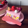 Wooden Strawberry Double-Layer Birthday Cake Children Educational Role-Playing Toy(Pink)