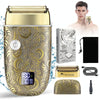 Men Electric Shaver Full Metal Body Reciprocating Shaver(Gold+Knife Net)