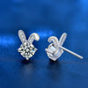 XEA010 S925 Silver Needle Full Diamond Rabbit Earrings Women Mosan Diamond Earrings(White)