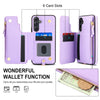 For Samsung Galaxy A54 Double Flap Zipper RFID Leather Phone Case with Short Lanyard(Light Purple)