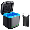 GP-910 3-Battery Charging Box Storage Case For GoPro HERO12 Black /11 Black /10 Black /9 Black
