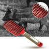 Retro Boar Bristles Hairdressing Big Curved Comb Curly Hair Massage Comb(Red)