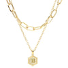 26 Alphabet Double Layer Necklace Hexagonal Letter Pendant Layered Collarbone Chain, Style: B