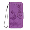 For iPhone X / XS Pressed Flowers Butterfly Pattern Horizontal Flip Leather Case with Holder & Card Slots & Wallet & Lanyard(Purple)