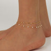 OPK GZ205 Personalized Stainless Steel Temperament Double Layer Stacked Pearl Anklets(Gold)