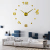 Art Wall Clock Background Wall Stickers TV Wall Stickers 3D Bird Leaves Wall Clock Home Accessories(Gold)