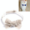 Velvet Bow Collar for Cats, Dogs & Rabbits - Grey - Small (17-30cm)