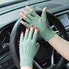 Outdoor Bicycle Riding Fishing Gloves Thin Breathable Anti-UV Sports Ice Silk Gloves, Style: Women Half Finger Green