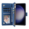 For Samsung Galaxy S25 5G Multifunctional Frosted Zipper Wallet Leather Phone Case(Blue)