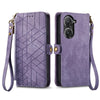 For ASUS Zenfone 10 Geometric Zipper Wallet Side Buckle Leather Phone Case(Purple)