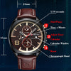 Curren 8324 Six-hand Leather Strap Waterproof Men Watch With Calendar, Color: Black Shell Coffee
