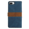 For iPhone 8 Plus / 7 Plus Grid Stitching Leather Phone Case with Lanyard(Blue)
