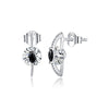 S925 Sterling Silver Silver Black White Zircon Ear Studs Women Earrings