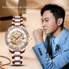 OLEVS 6681 Women Multifunctional Hollow Waterproof Mechanical Watch(White Surface Ceramic Belt)
