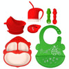 7-in-1 Silicone Children Tableware Set Christmas Gift(Green)