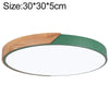 Wood Macaron LED Round Ceiling Lamp, Stepless Dimming, Size:30cm(Green)