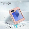 For Samsung Galaxy Z Flip5 5G Spring Rubber Chain Card Slot PC Folding Phone Case with Stand(Pink)