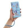 For Samsung Galaxy S24 Ultra 5G Floral Pattern Leather Phone Case with Lanyard(Light Blue)
