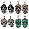 Halloween Jewelry Acrylic Personal Skull Earrings(Flower Ghost Head)