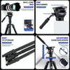 Fotopro MH-6A Pro Aluminum Alloy Heavy Duty Video Camera Tripod Action Fluid Drag Head with Sliding Plate (Black)