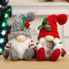 Christmas Doll Knit Hat Sitting Gnome Plush Ornament Decoration Christmas Knit Hat Figurine(Grey)