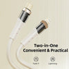 ROCK G20 2 in 1 5A USB-C/Type-C to USB-C/Type-C+8 Pin Transparent Fast Charging Data Cable, Length: 1.5m(Beige)