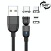 2m 3A Output 3 in 1 USB to 8 Pin + USB-C / Type-C + Micro USB 540 Degree Rotating Magnetic Data Sync Charging Cable(Black)