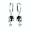 SCE1534 Sterling Silver S925 Blue Sandstone Starlight Zircon Earrings