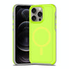 For iPhone 12 Pro Max Shockproof MagSafe Armor PC Hybrid TPU Phone Case(Fluorescent Green+Gray)