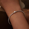 S925 Sterling Silver Platinum Plated Sparkling Zircon Thin Bracelet(BSB160)