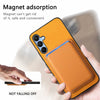 For Samsung Galaxy A16 Retro Magsafe Card Bag PU Back Cover Phone Case(Yellow)