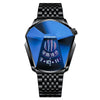 BINBOND 01 Men Locomotive Concept Diamond Dial Quartz Watch(Black Steel Blue Surface)
